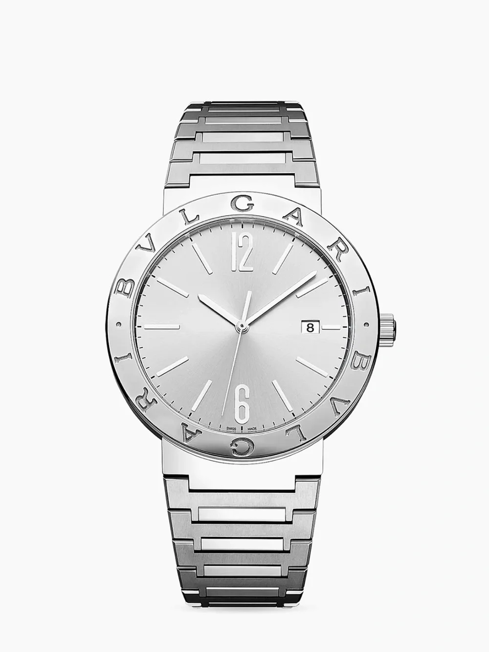 Bulgari Silver Stainless Steel Watch with White Dial